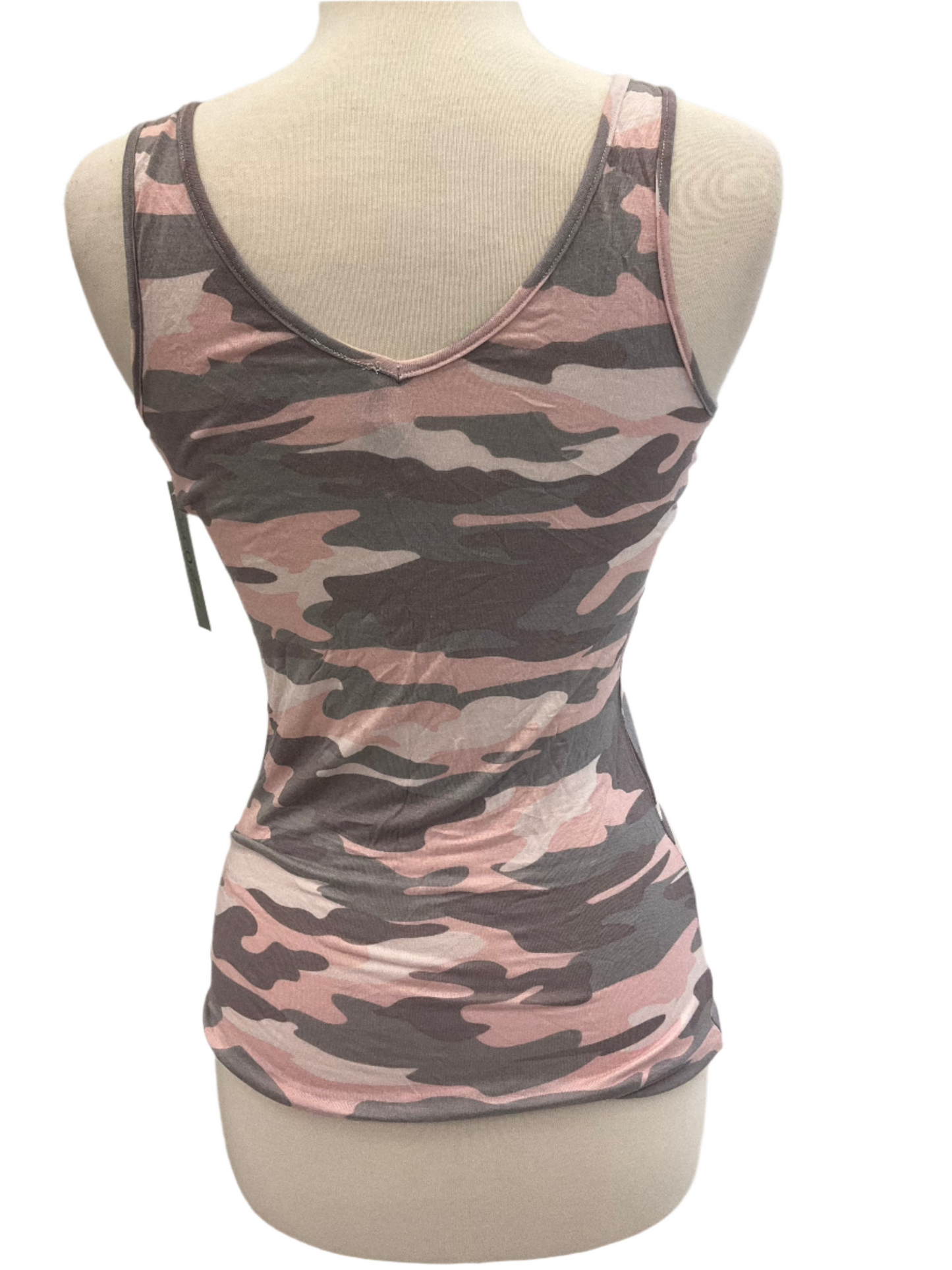 Pink and Gray Camouflage Tank Top