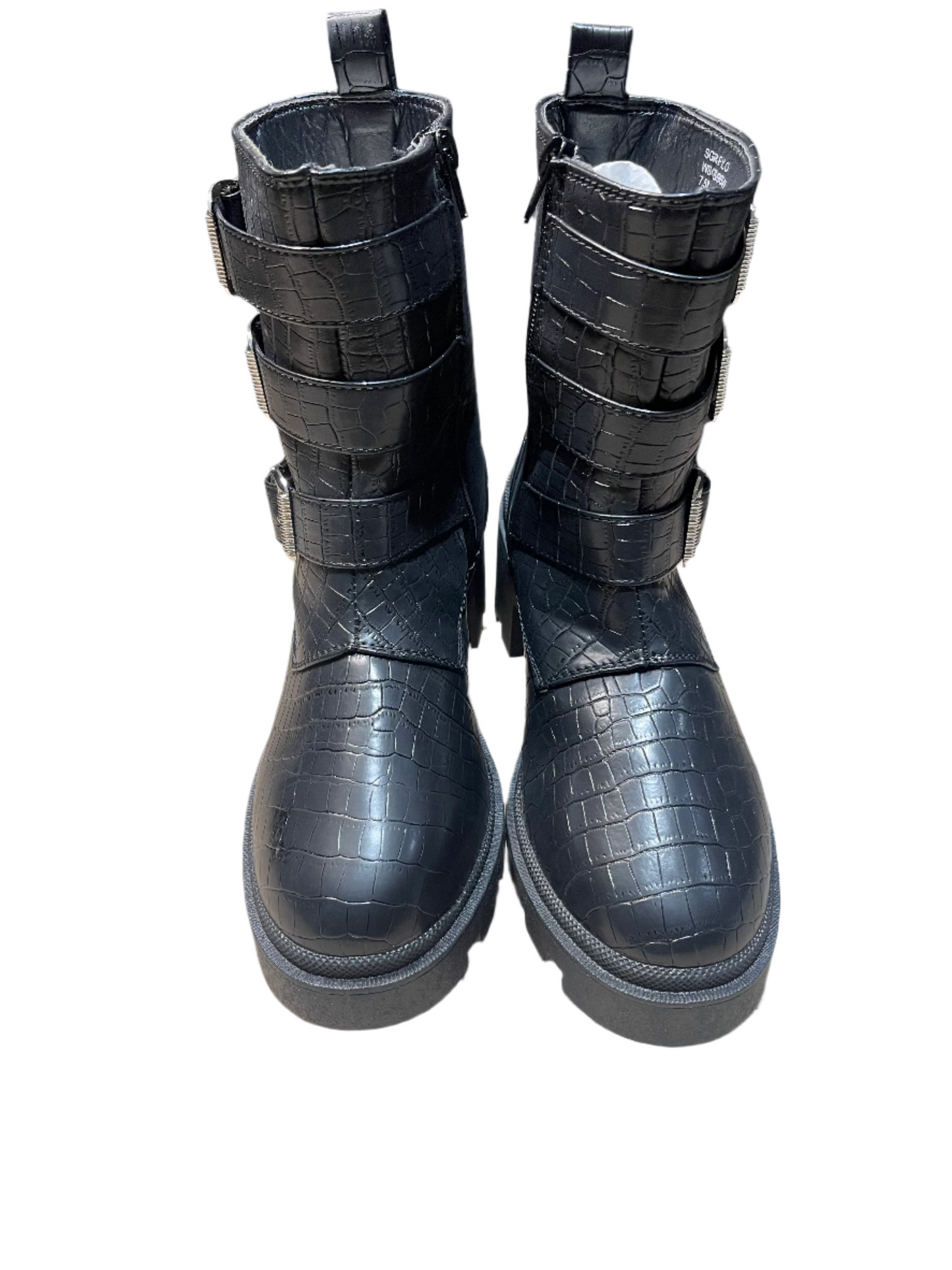 SUGAR Womens Black Crocodile Embossed Boot