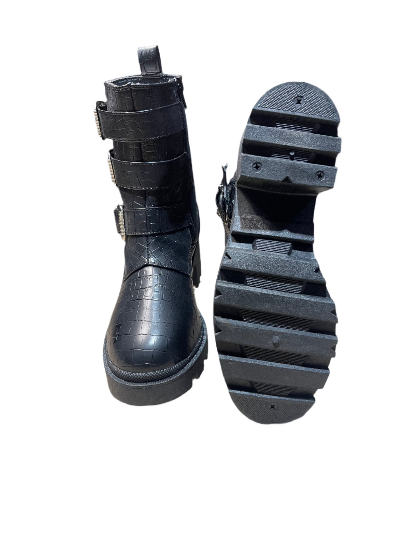 SUGAR Womens Black Crocodile Embossed Boot