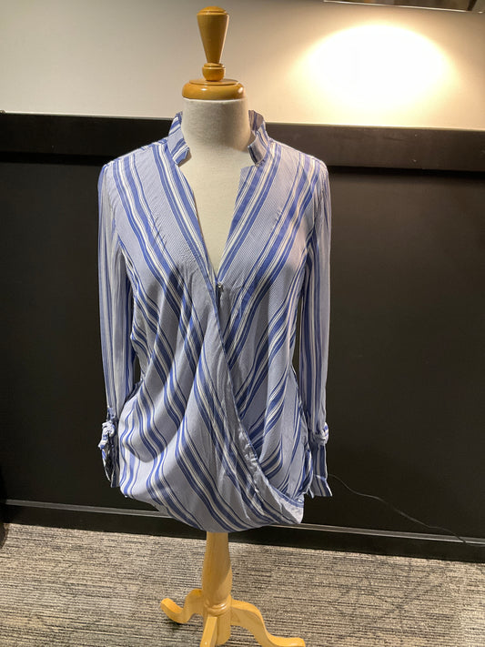 Fourteenth Place Stripe V Neck Blouse