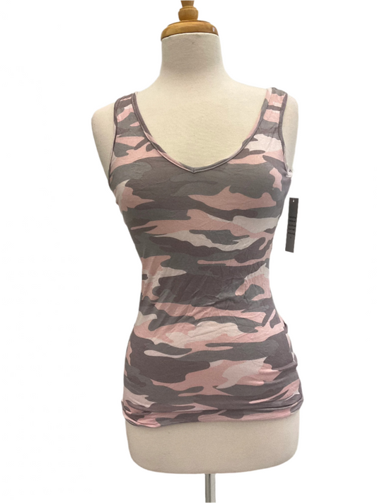 Pink and Gray Camouflage Tank Top