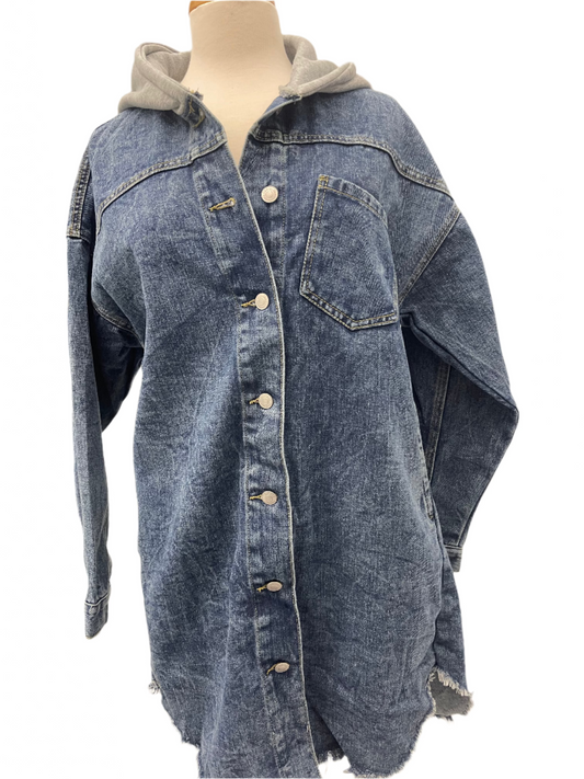 Thrill Jeans Hooded Denim Long Jacket